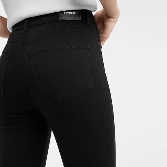 Express Skinny High Rise Skinny Denim Jeans - Black Distressed - Size 6 - Picture 3 of 9